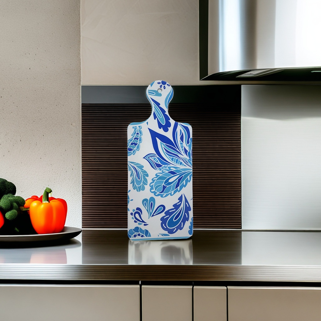 Blue and white patterned kitchen cutting board, food-grade thickened anti-slip cutting board Specification image