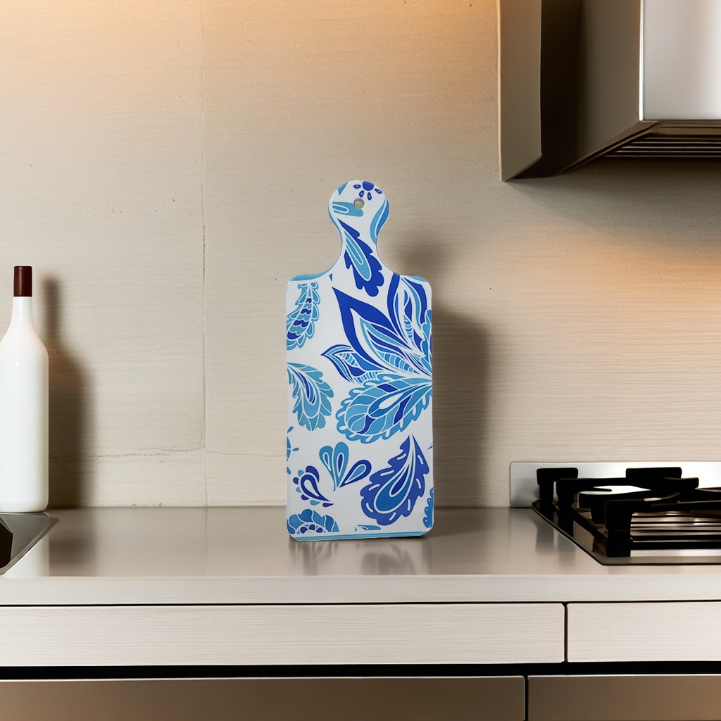 Blue and white patterned kitchen cutting board, food-grade thickened anti-slip cutting board details Picture