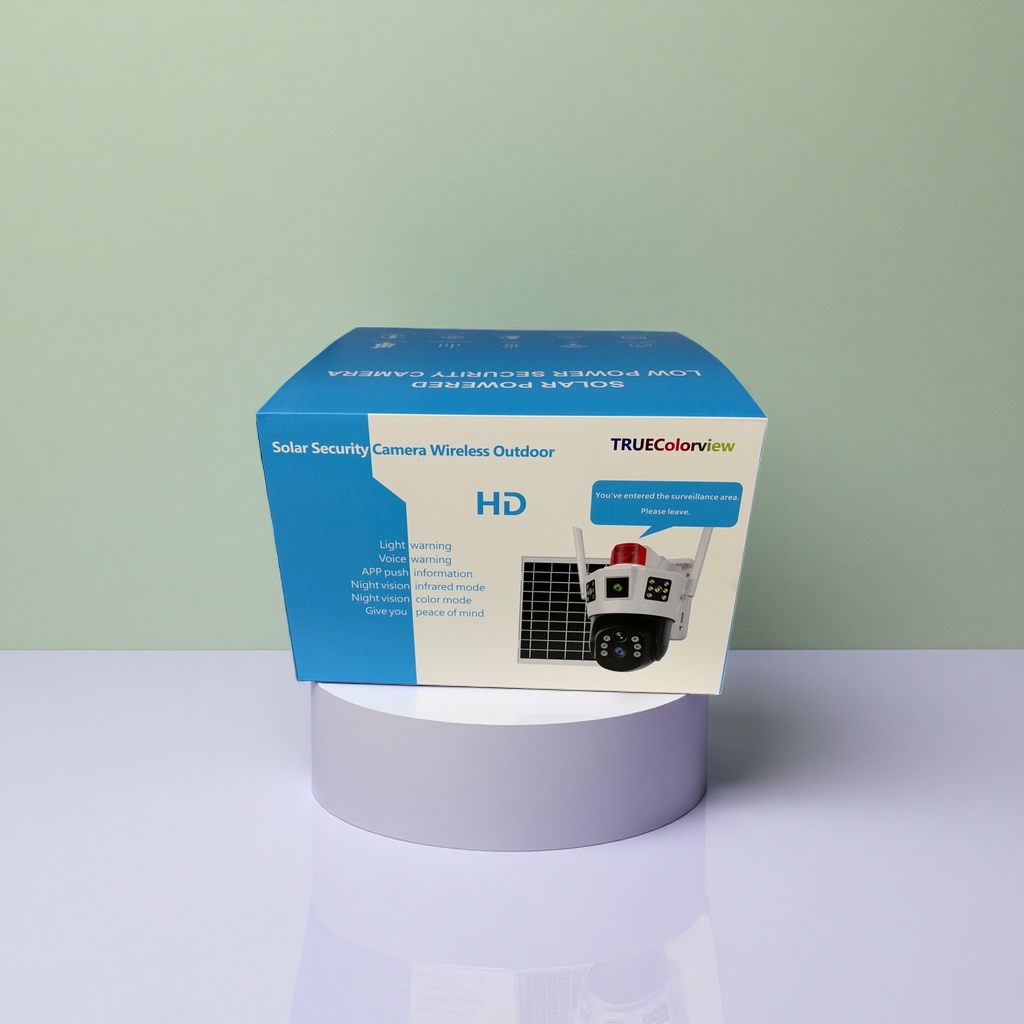 Blue packaging box solar security camera, outdoor waterproof night vision wireless monitoring Application Scenario