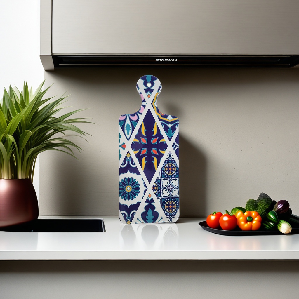 Colorful patterned bamboo fiber cutting board, thickened anti-slip and scratch-resistant cutting board details Picture