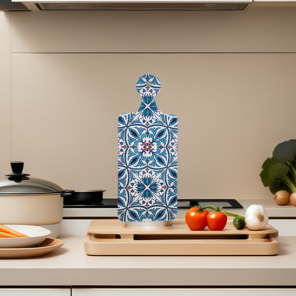Blue and white patterned kitchen cutting board, thickened anti-slip cutting board, household solid wood composite cutting board Specification image