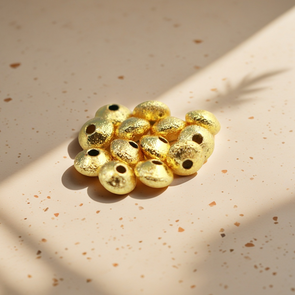 DIY handcrafted jewelry accessories with golden textured beads
