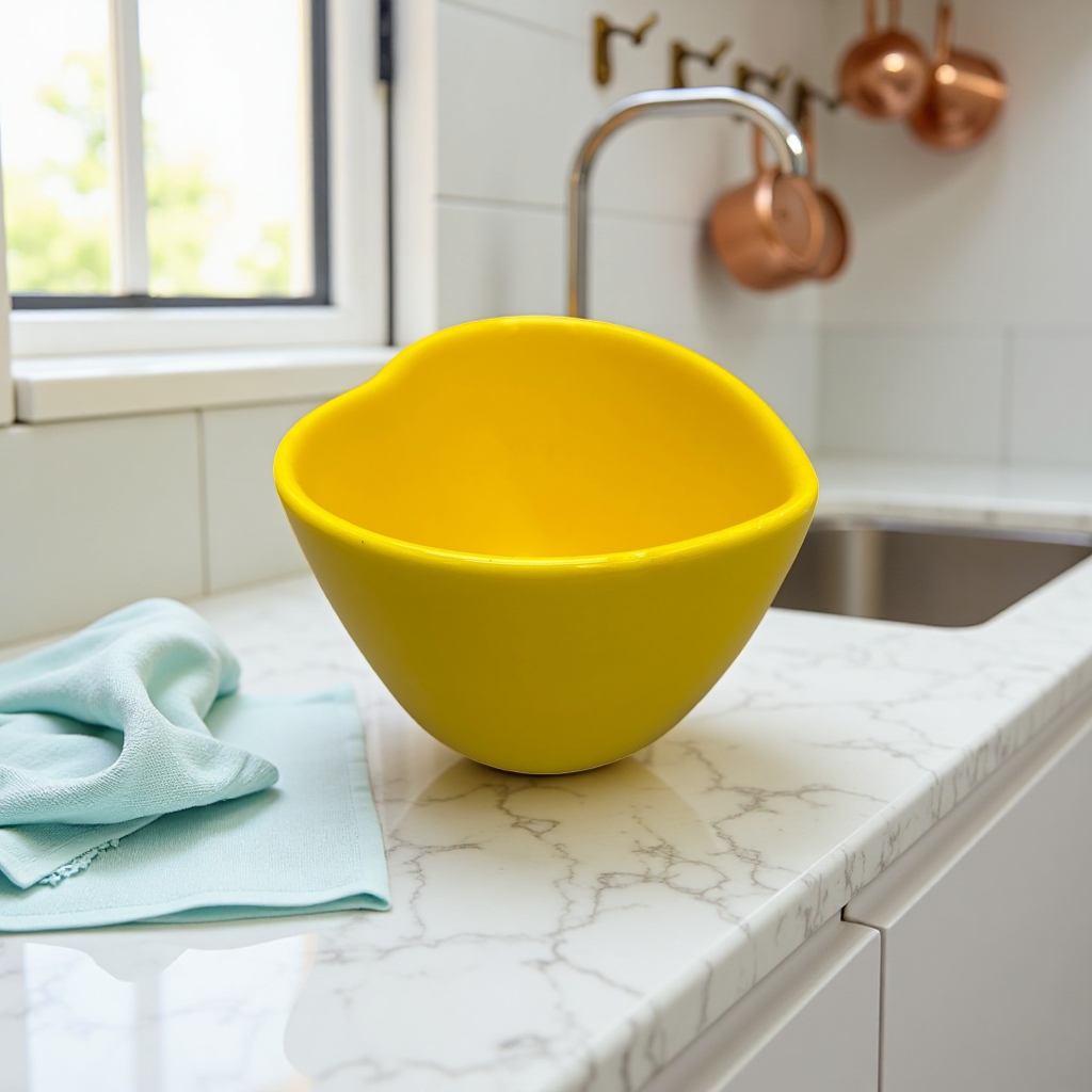 Yellow ceramic small bowl, simple household dining bowl, kitchen tableware, single piece Application Scenario