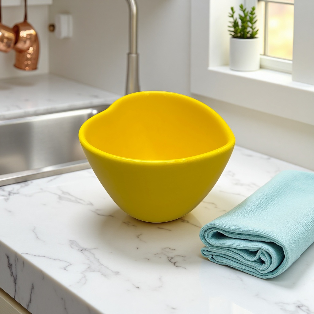 Yellow ceramic small bowl, simple household dining bowl, kitchen tableware, single piece Specification image