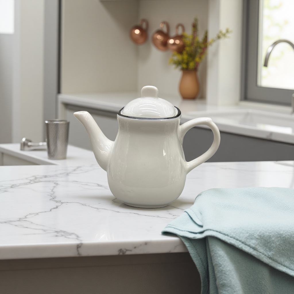 White ceramic teapot, household brewing teapot, heat-resistant glazed hand-painted simple tea set Application Scenario