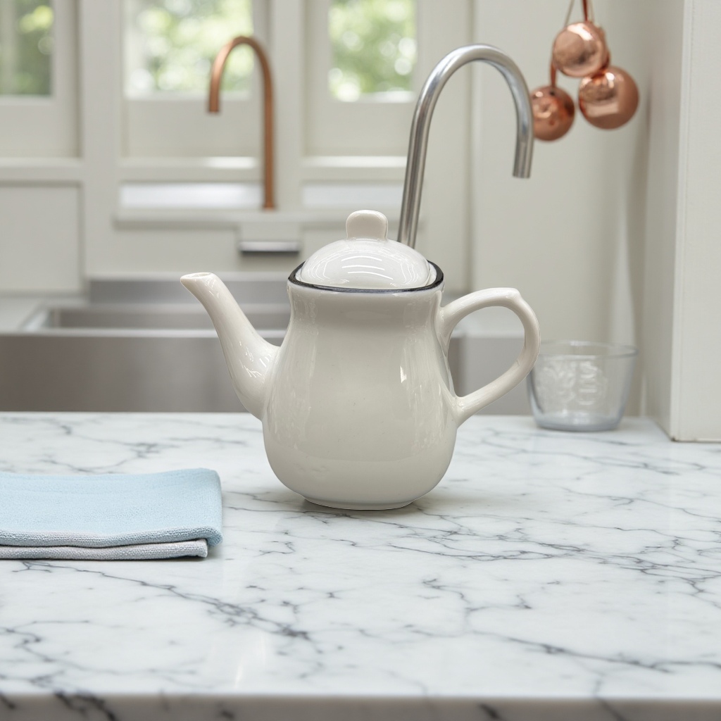 White ceramic teapot, household brewing teapot, heat-resistant glazed hand-painted simple tea set Specification image
