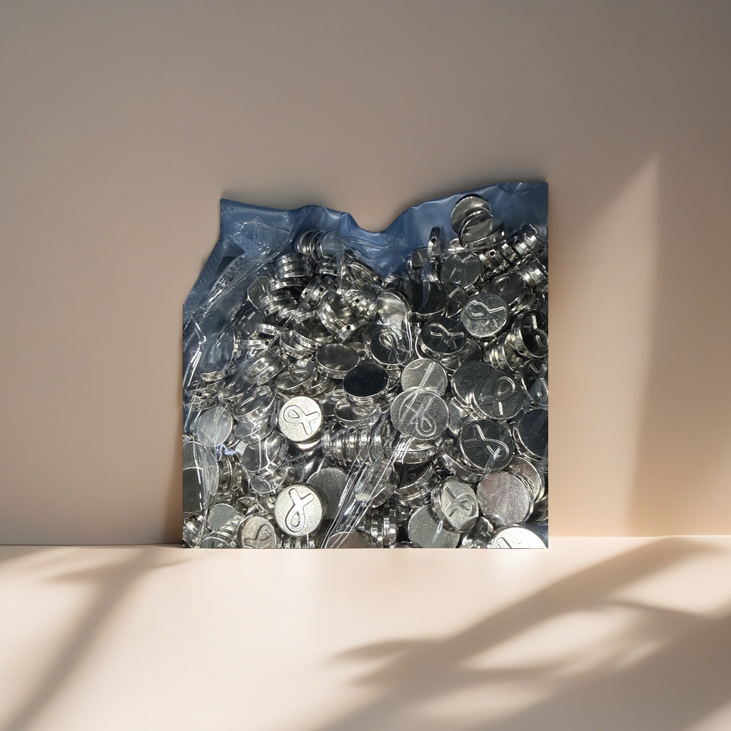 Silver metal stacked badge fashion accessories are unisex details Picture