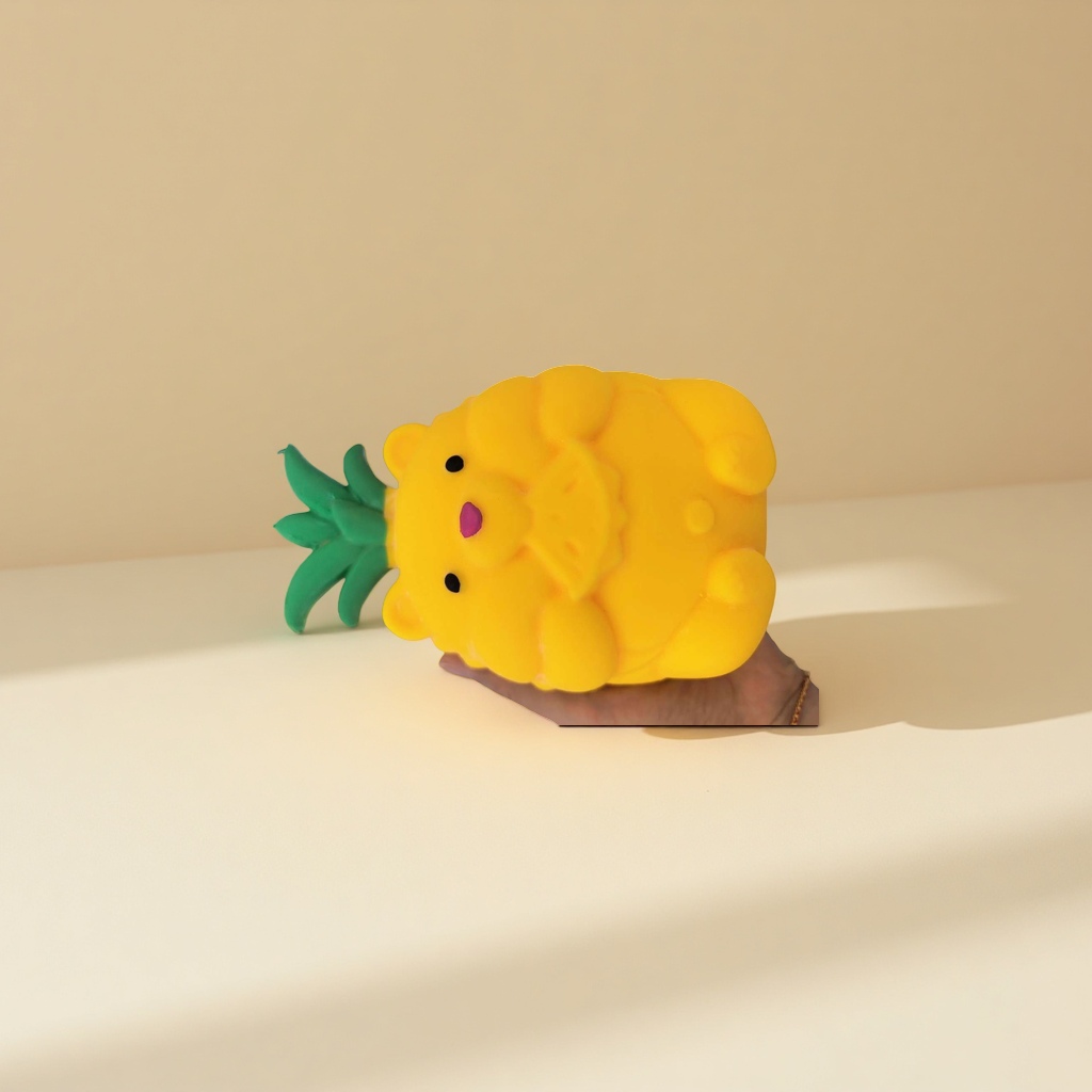 Yellow pineapple-shaped teddy bear plush toy, a cute children's educational and soothing doll