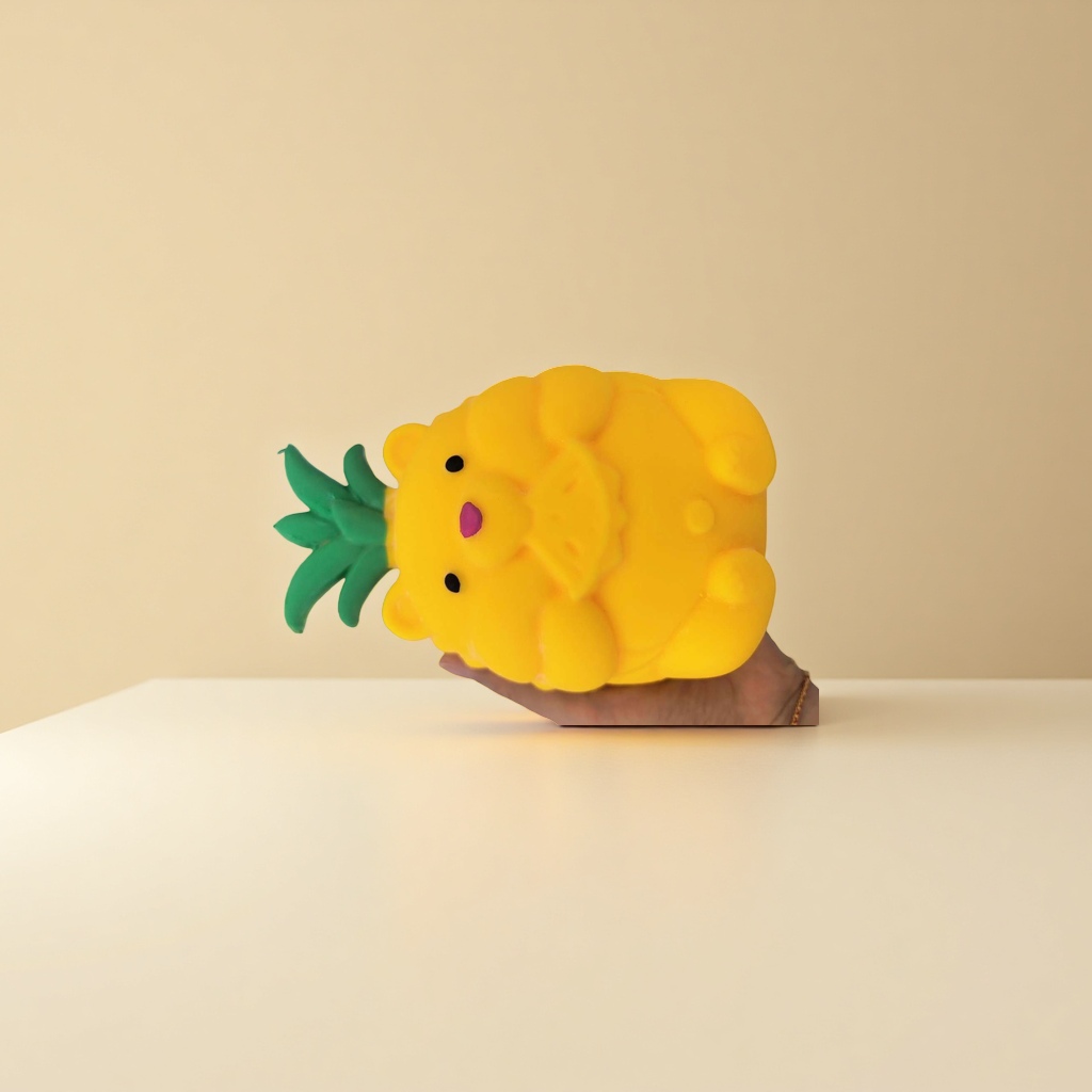 Yellow pineapple-shaped teddy bear plush toy, a cute children's educational and soothing doll details Picture