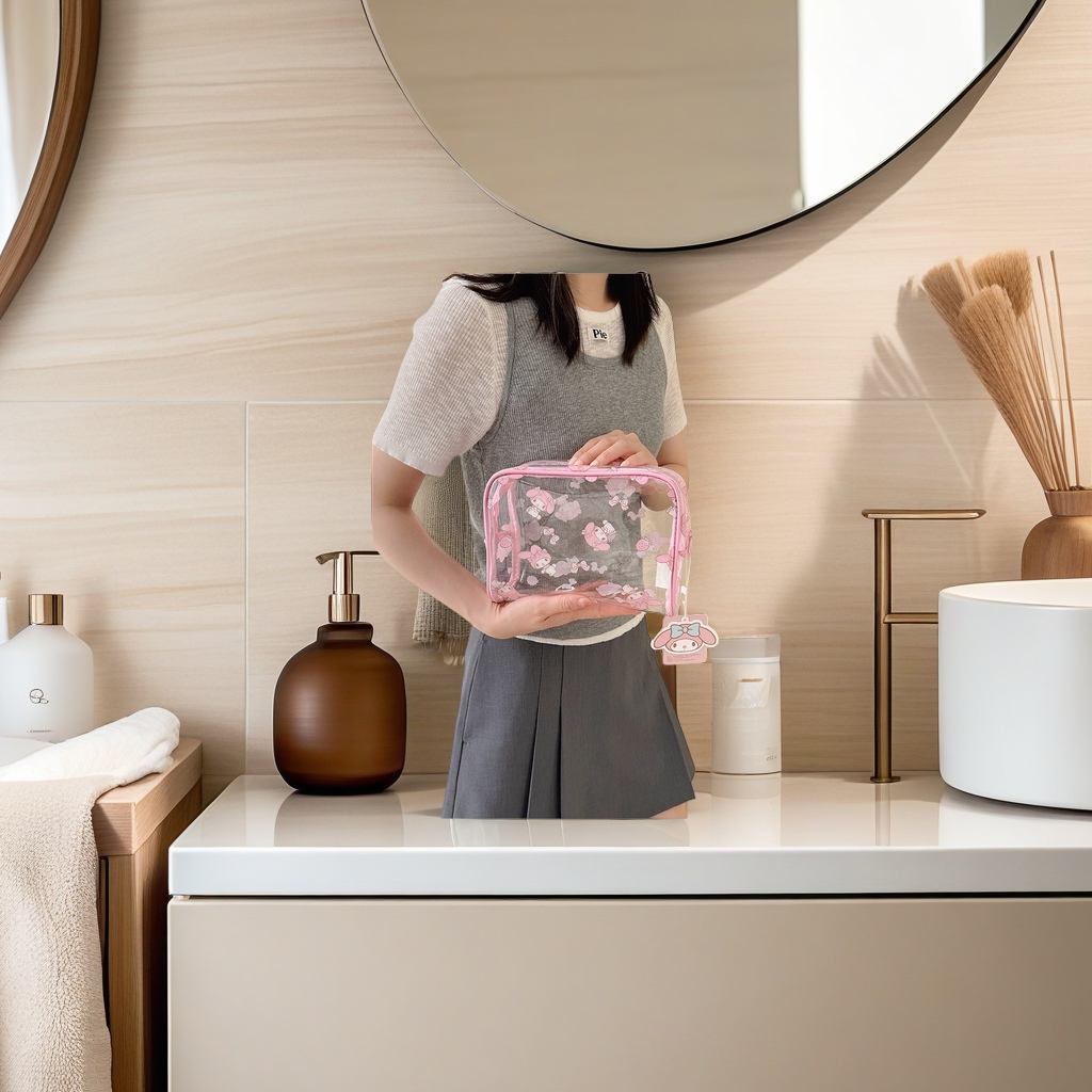 Transparent storage bag, pink Melody, red Kitty cat, blue big-eared dog frame Specification image