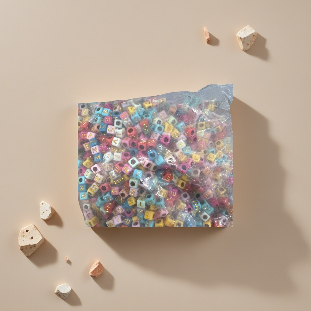 DIY hand-strung colorful letter square beads children's educational toys