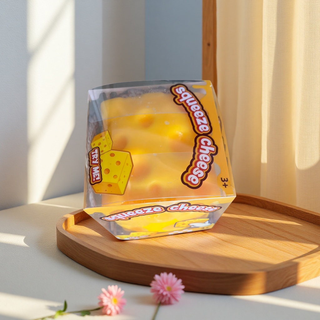 Yellow cheese-shaped educational toy for children's early education, teething and soothing doll details Picture