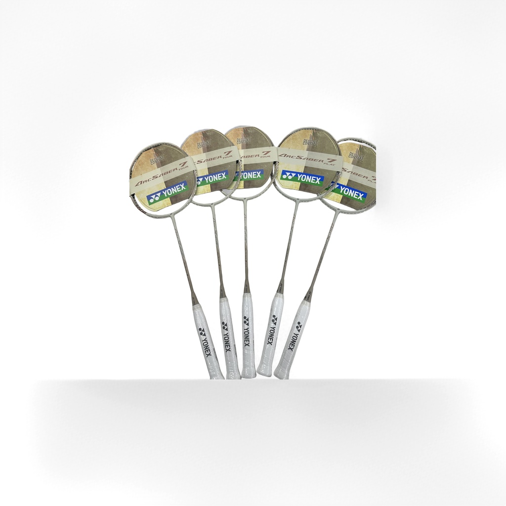 YONEX ArcSaber 7羽毛球拍五支装 白色大理石桌面展示款 DECISIVE CONTROL拍头 白色防滑手柄