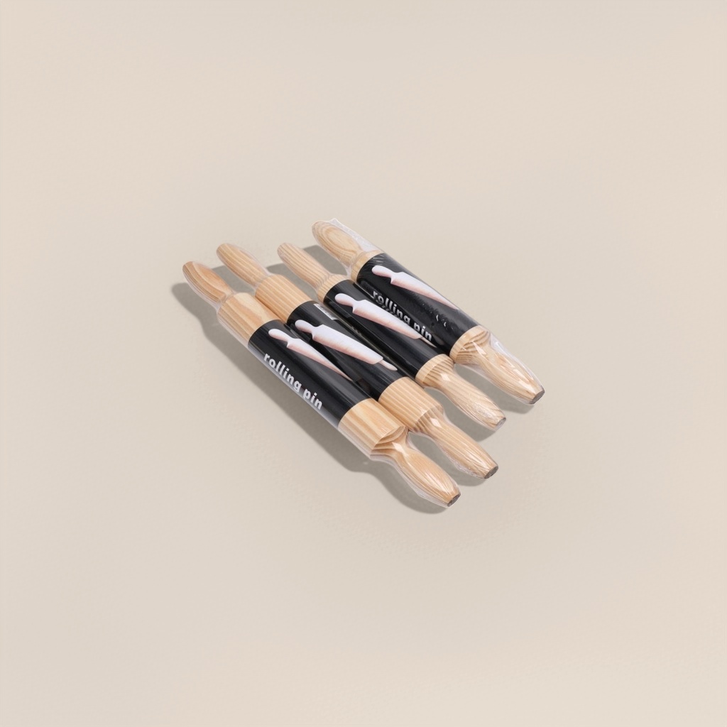 Natural solid wood rolling pin, kitchen household baking and rolling tool details Picture