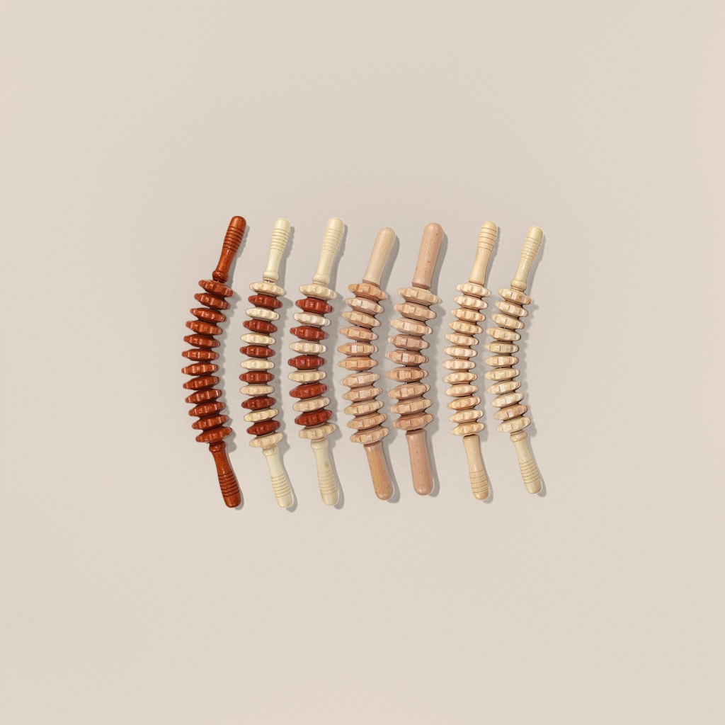 Wooden massage roller facial, neck and body universal ball massager with natural wood grain Specification image