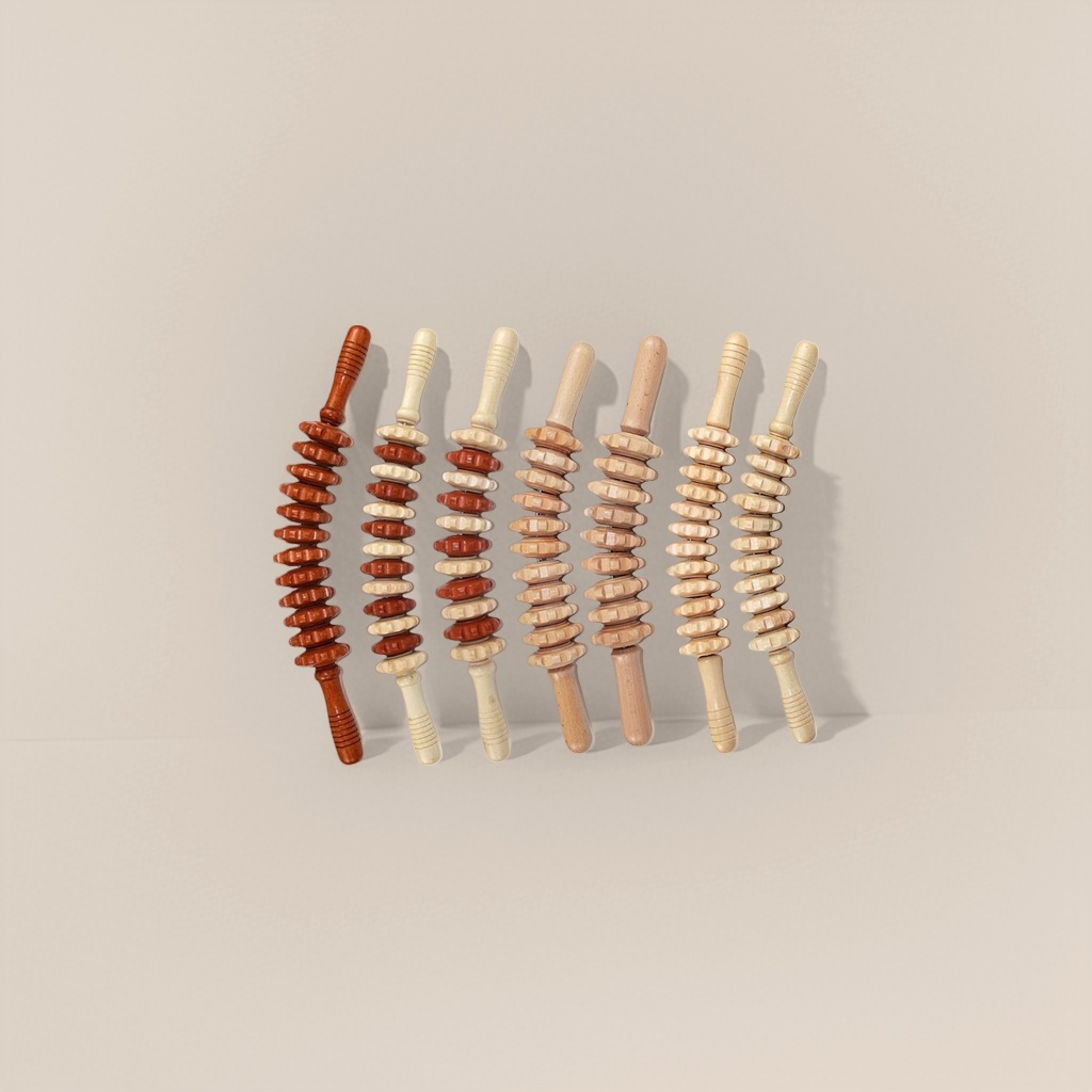 Wooden massage roller facial, neck and body universal ball massager with natural wood grain details Picture