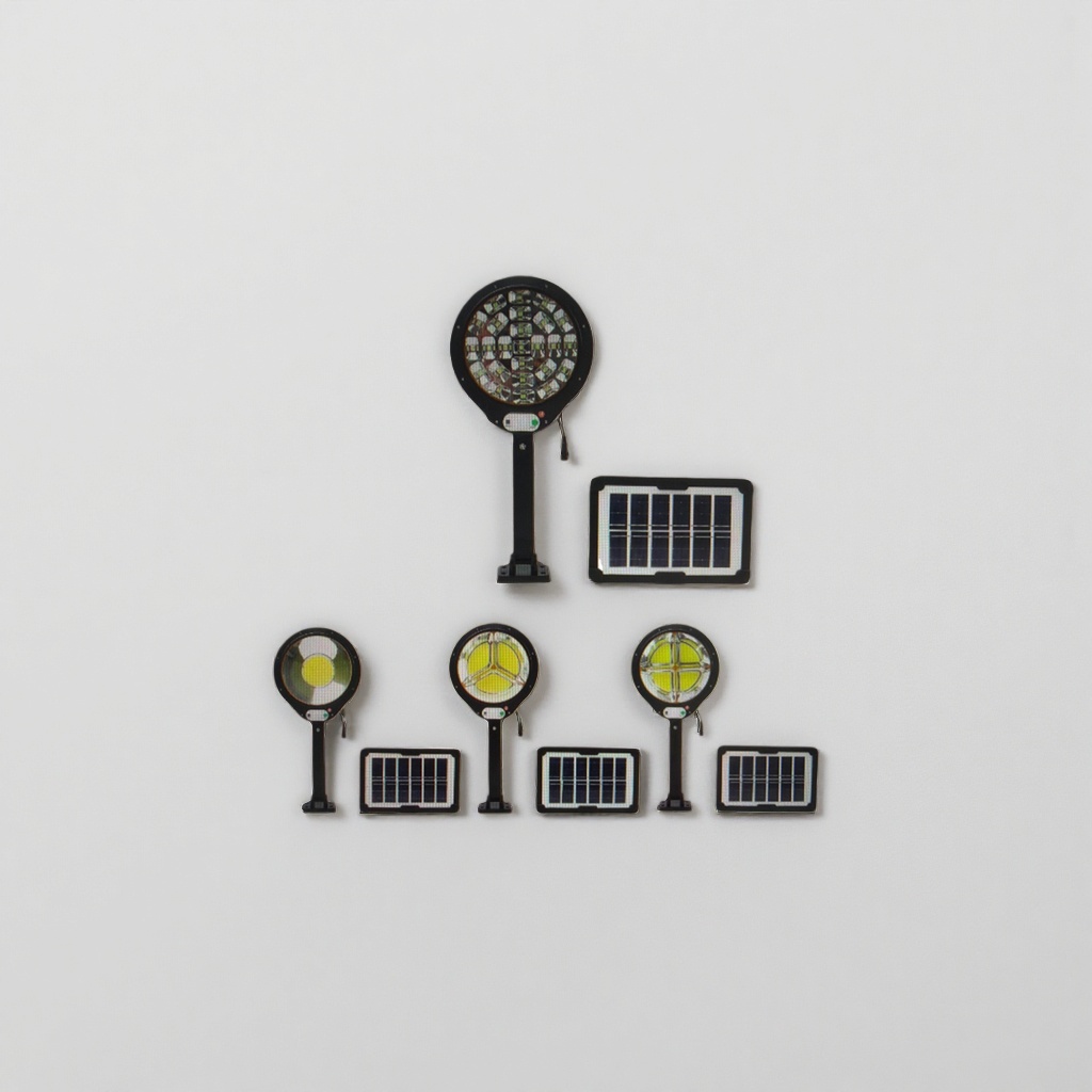 黑色太阳能灯 圆形灯头配太阳能板组件 Specification image