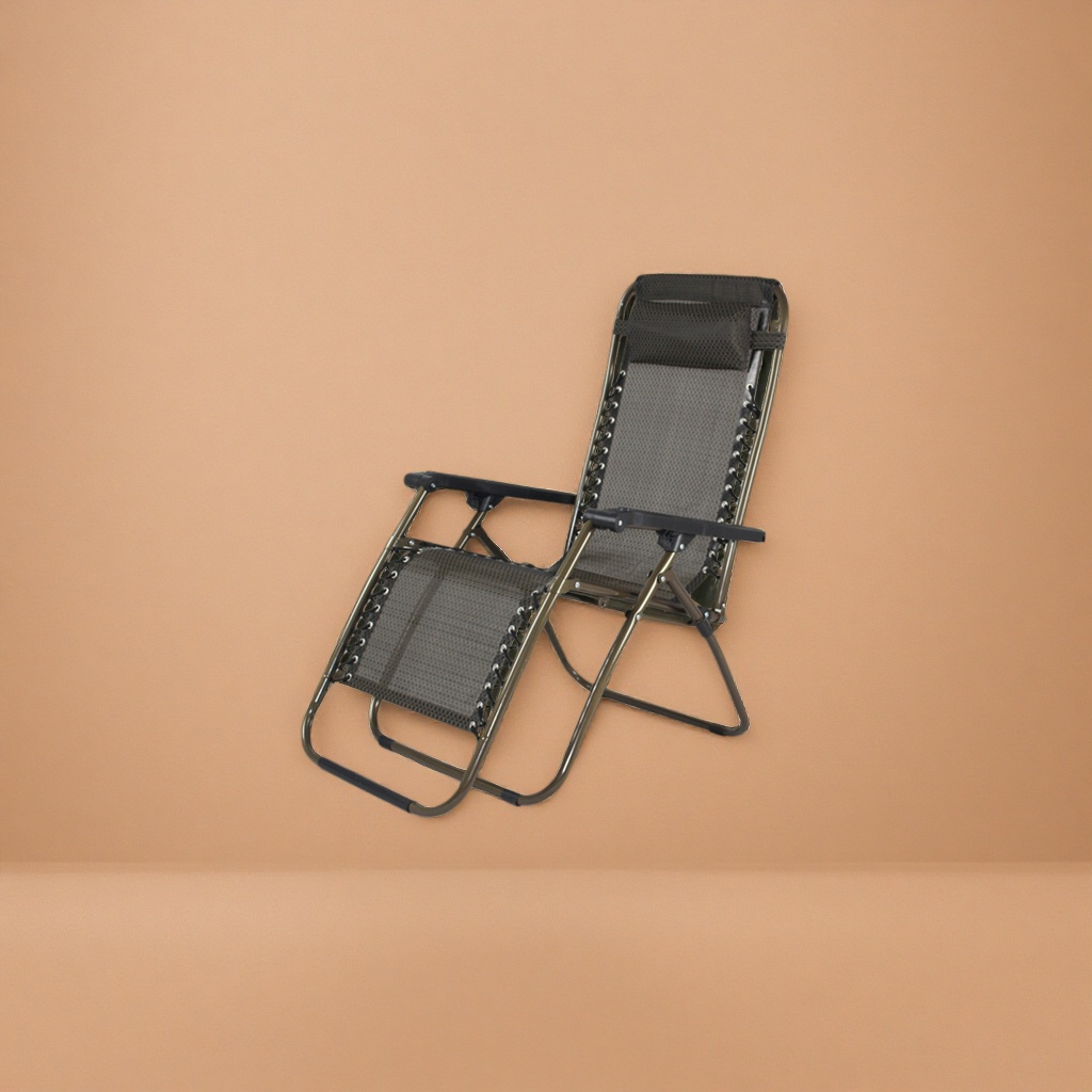Brown mesh outdoor lounge chair with adjustable backrest and leisure beach chair Specification image