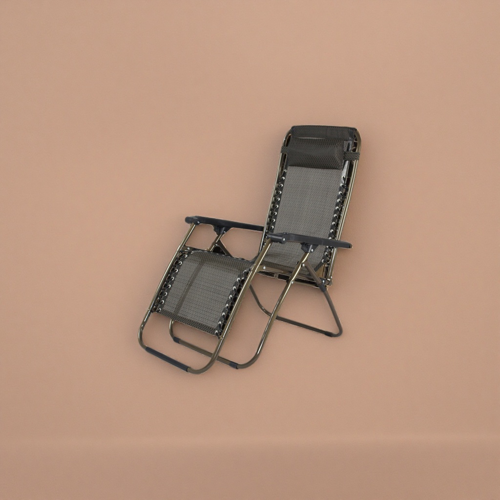 Brown mesh outdoor lounge chair with adjustable backrest and leisure beach chair details Picture