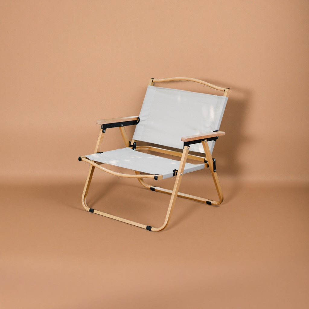 Beige canvas folding chair, a portable storage chair for home use, outdoor camping and camping Specification image
