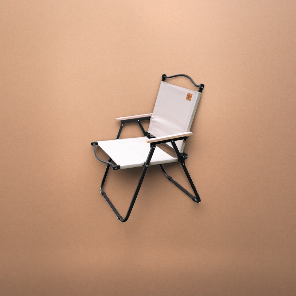 The beige canvas folding chair with thickened cushions saves space for small-sized living rooms and balconies Specification image