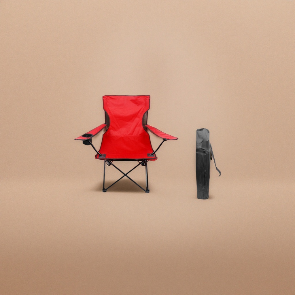 The red outdoor folding chair is portable, lightweight, load-bearing and stable, suitable for home camping and picnics details Picture