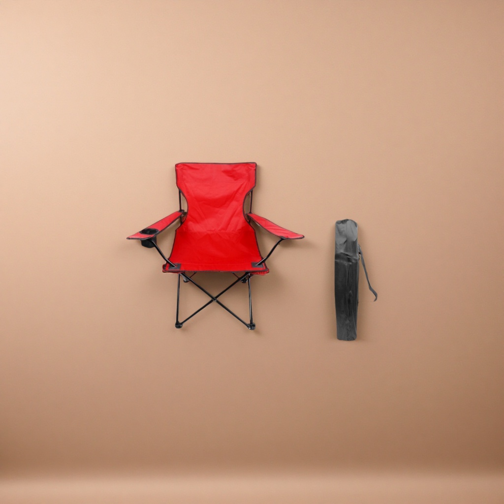 The red outdoor folding chair is portable, lightweight, load-bearing and stable, suitable for home camping and picnics Specification image