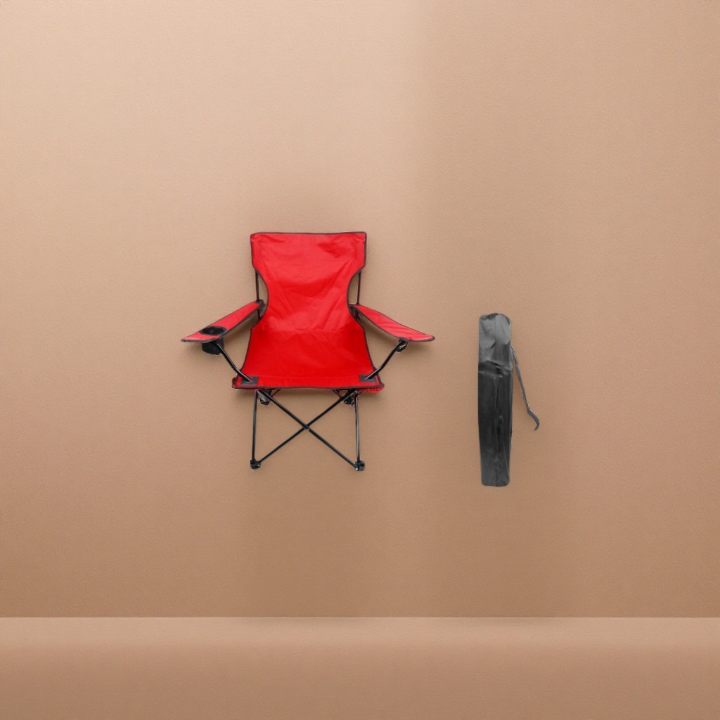 The red outdoor folding chair is portable, lightweight, load-bearing and stable, suitable for home camping and picnics