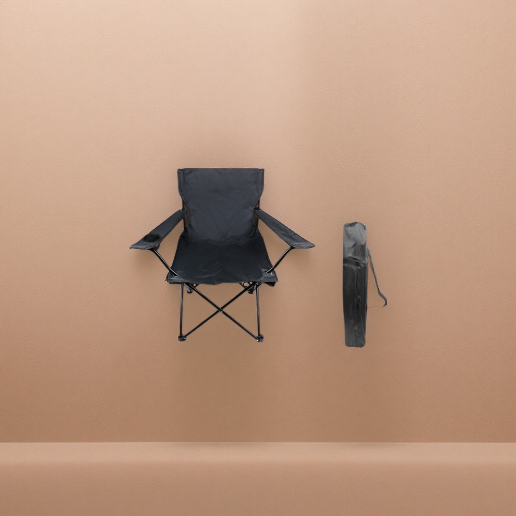 Black outdoor folding chair, portable, lightweight and load-bearing home camping dining chair