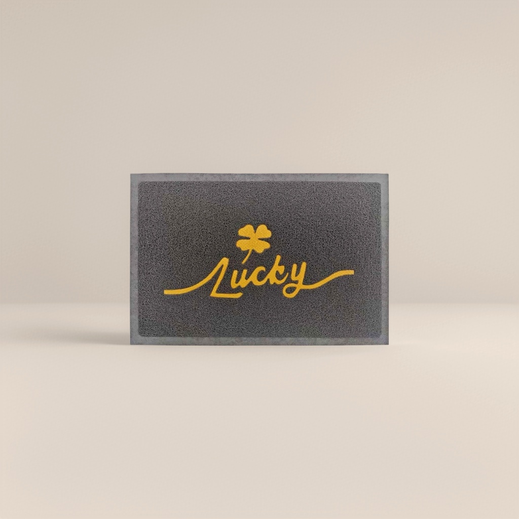 灰色四叶草Lucky字样地垫