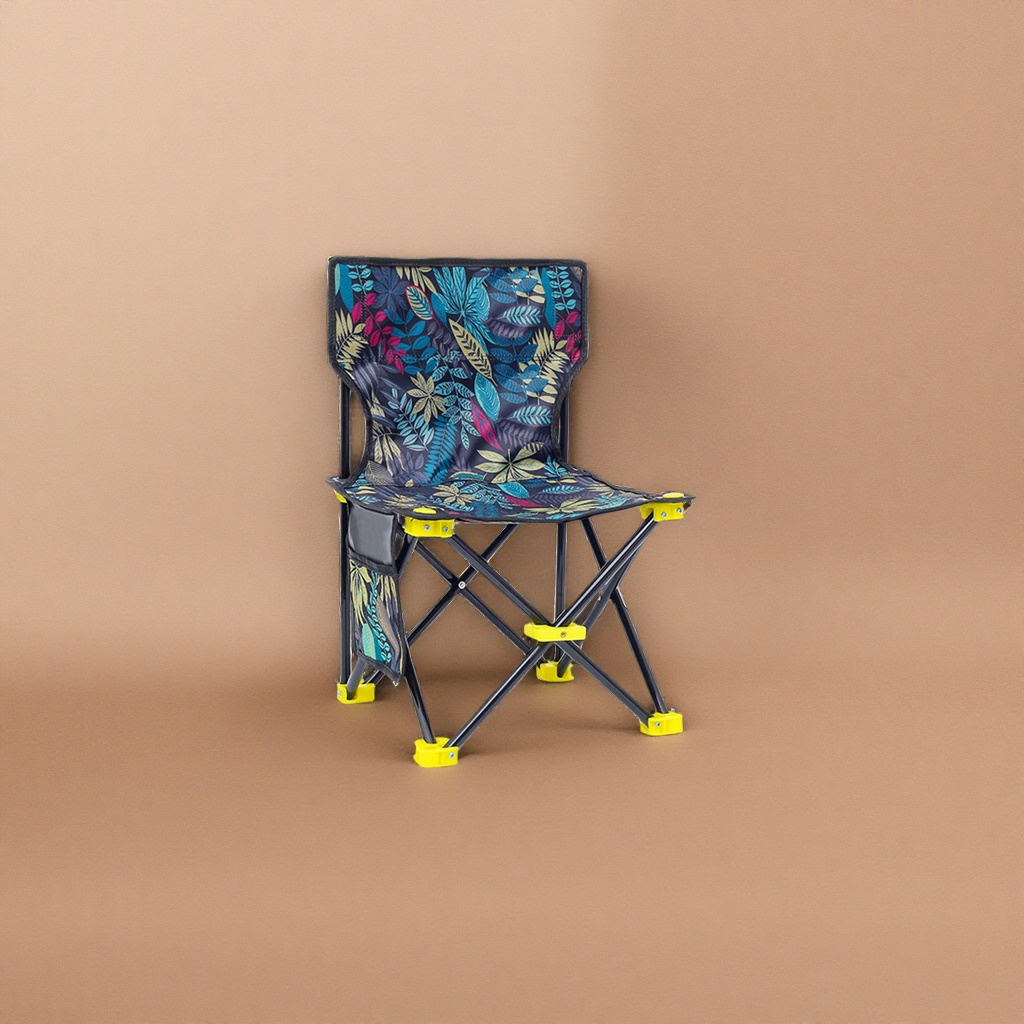 Colorful leaf-patterned folding chair, portable and lightweight outdoor camping chair for home use
