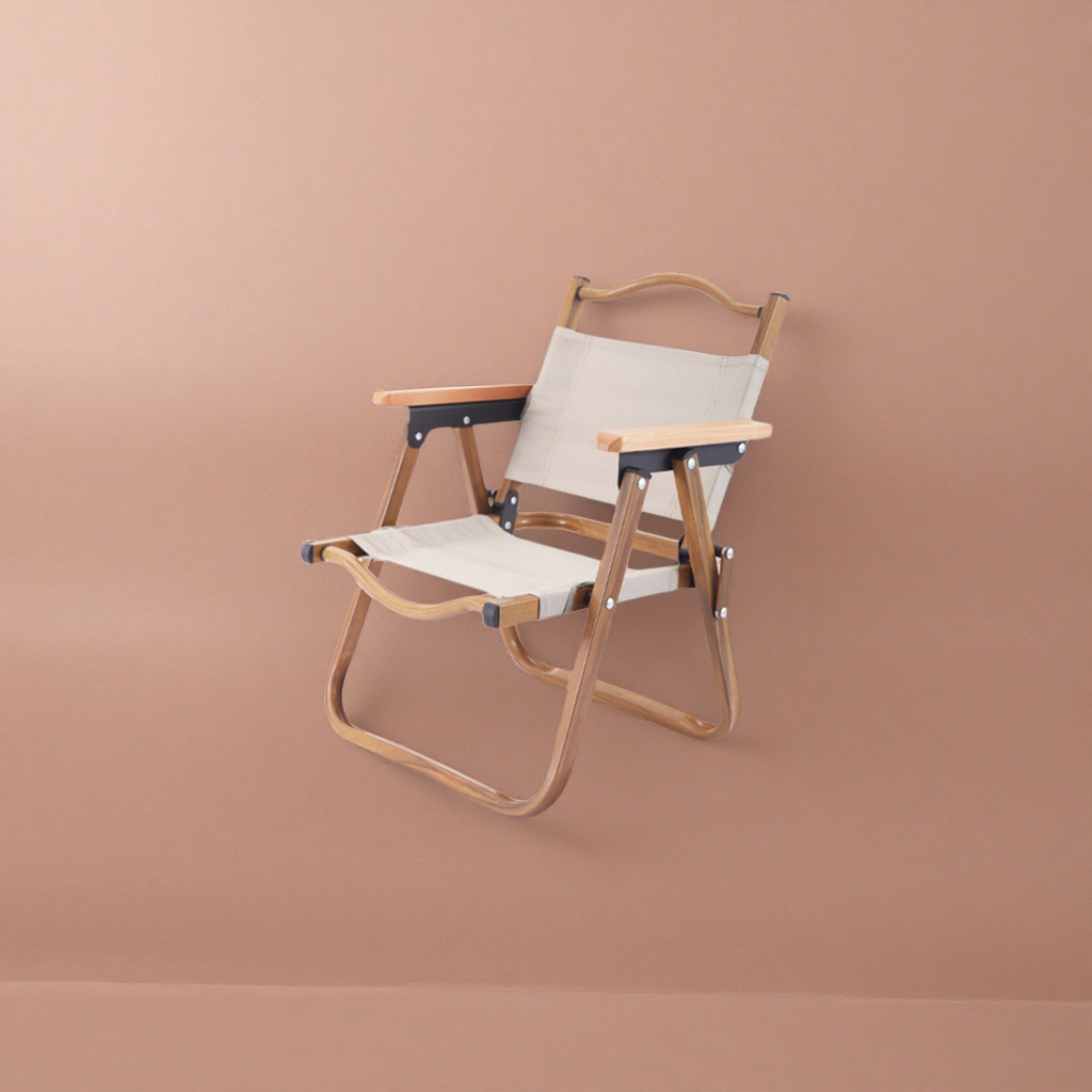 كرسي خشبي مصنوع من الكراميتر مكسو في فناء خفيف في الهواء الطلق Specification image