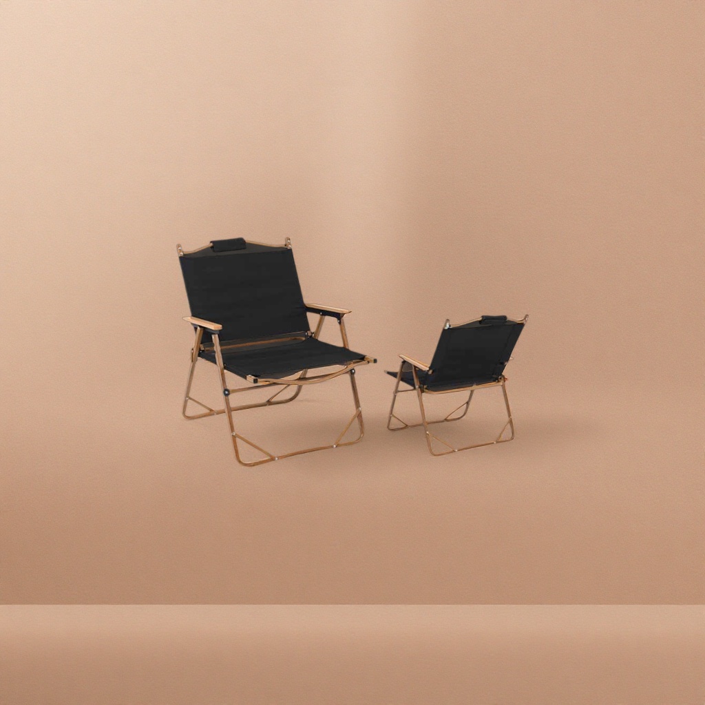 The black folding chair is portable for outdoor use, lightweight for home use, and durable