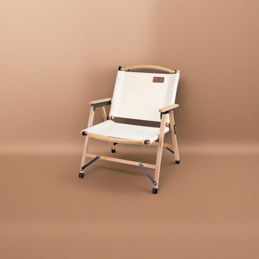 Beige canvas folding chair, a portable small stool for home use and outdoor use