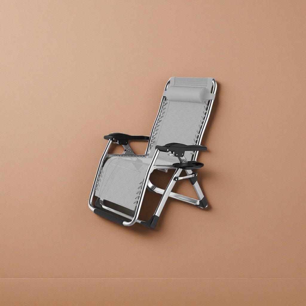 Grey mesh fabric outdoor lounge chair with adjustable backrest and leisure chair Application Scenario