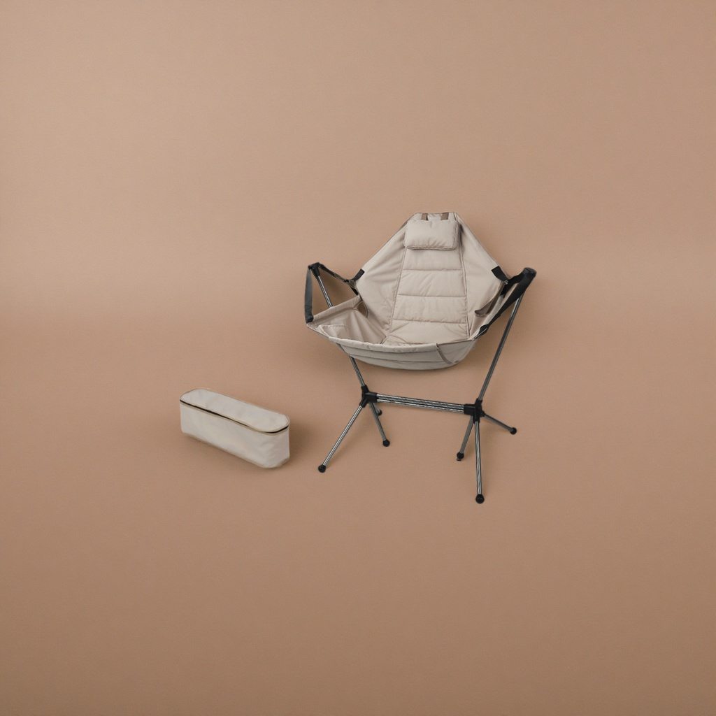 Sandstone-colored portable folding rocking chair, lightweight and load-bearing, comfortable home camping chair Application Scenario