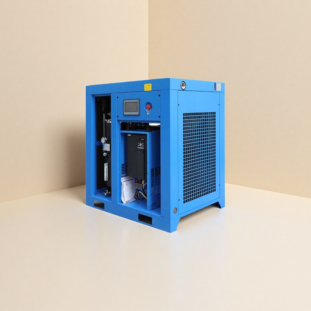 The blue industrial air compressor is silent, energy-saving, stable, durable, and has a large flow rate of single-phase 220V details Picture