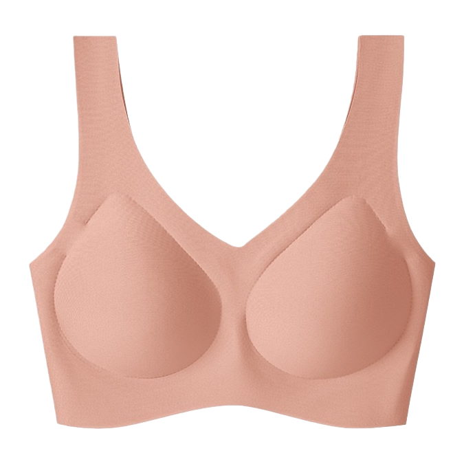 The pink tight-free bra is a comfortable and breathable women's underwear that makes the small chest look larger Item Picture