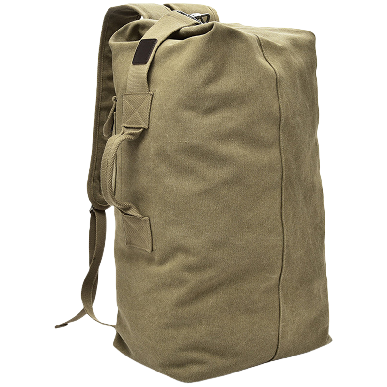 Military green canvas backpack, large-capacity, lightweight commuter student schoolbag Item Picture