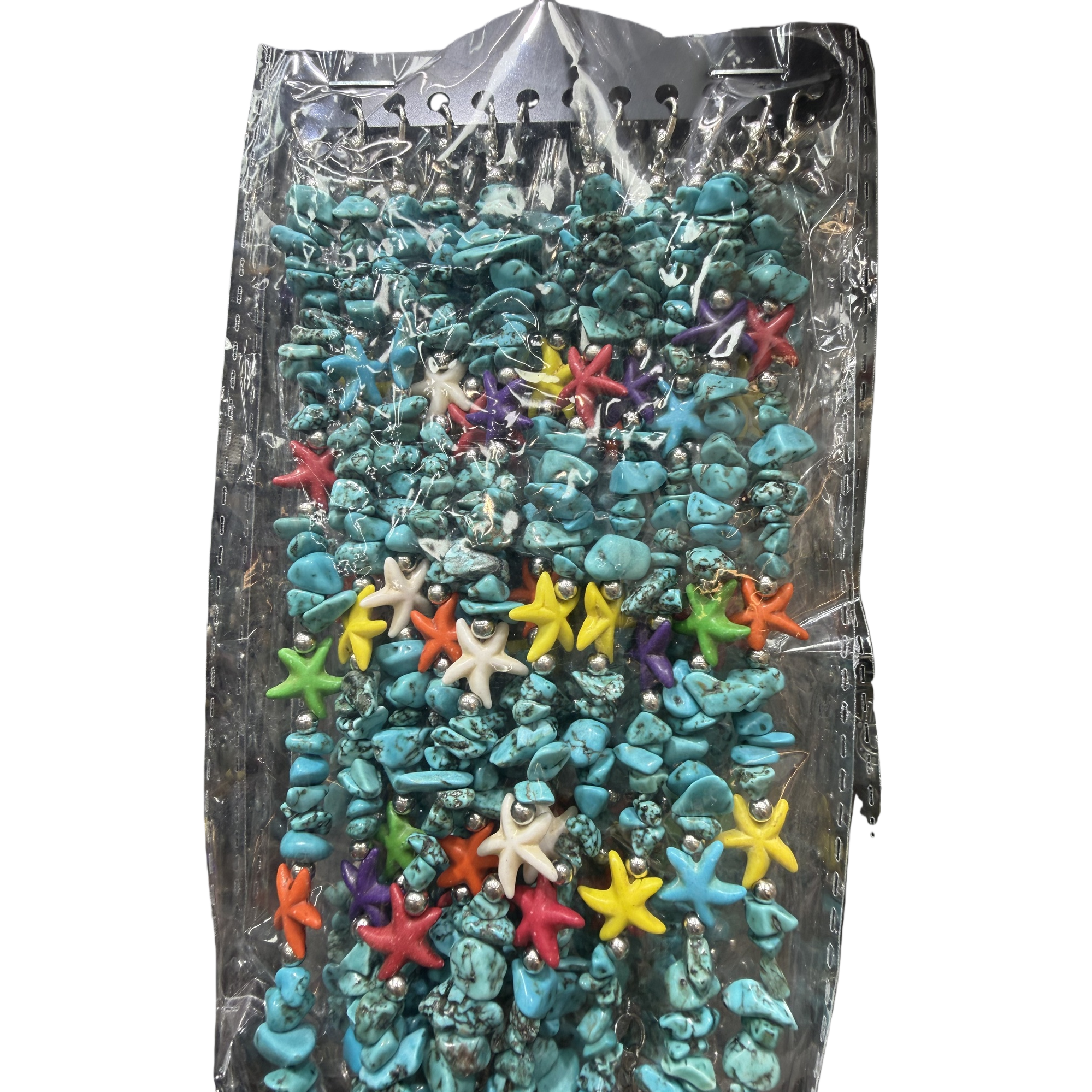 Colorful starfish decorated turquoise stone string, ocean-style handcrafted jewelry, a national trend Item Picture