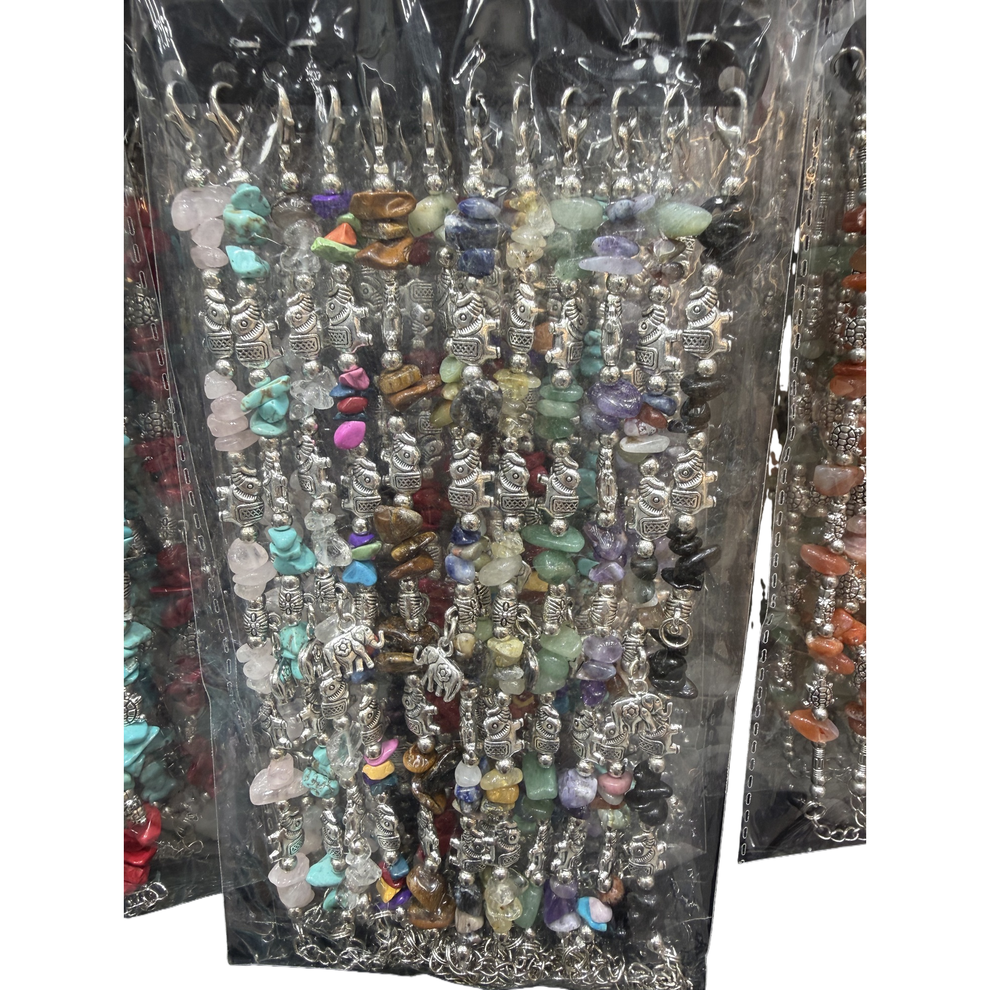 彩色宝石串珠手链 天然石多色搭配可调节松紧国潮 Item Picture