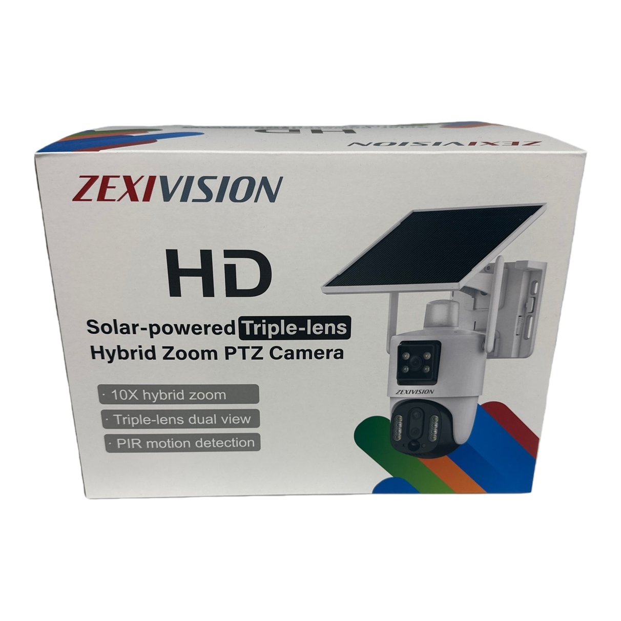 White packaging box solar-powered three-lens high-definition PTZ camera Item Picture
