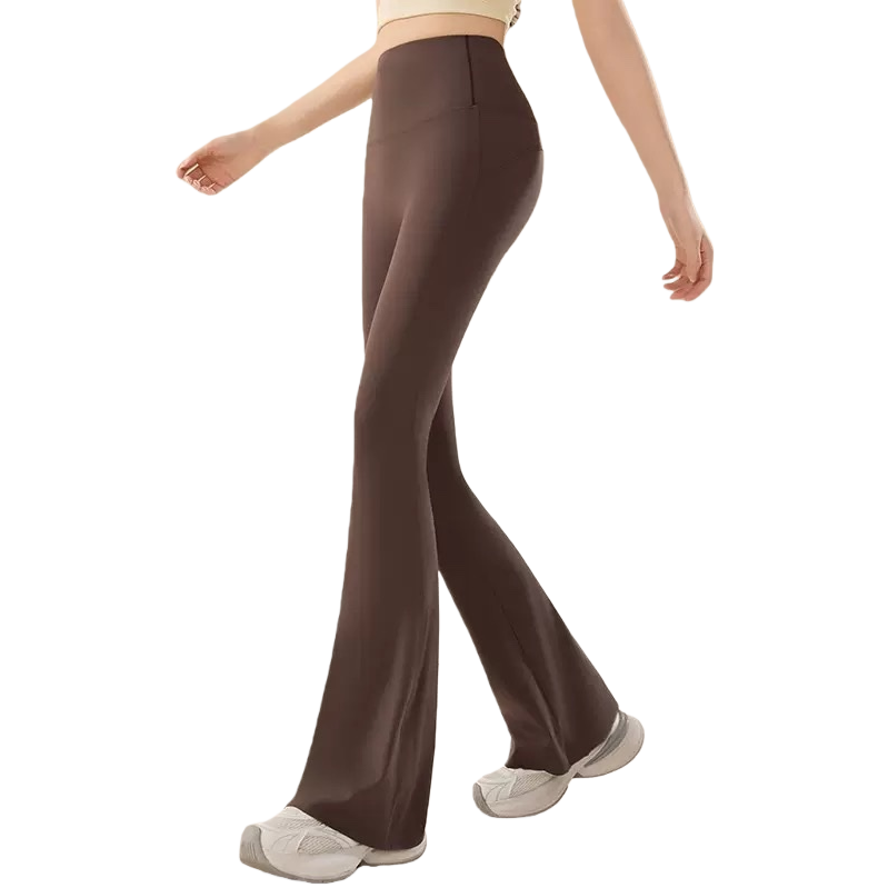 Brown high-waisted flared pants for slimming and shaping the leg lines, women's casual trousers Item Picture