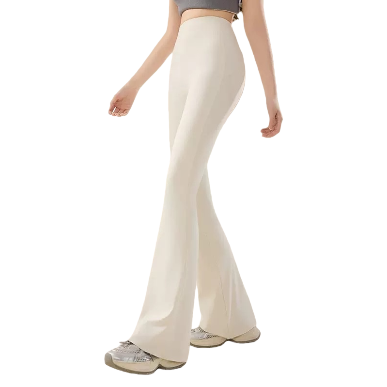 White flared pants, high-waisted, slimming and form-fitting casual trousers for women, the same style as models Item Picture
