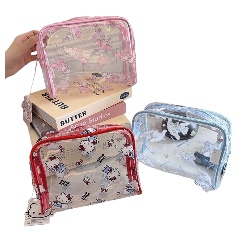 Transparent storage bag, pink Melody, red Kitty cat, blue big-eared dog frame Item Picture