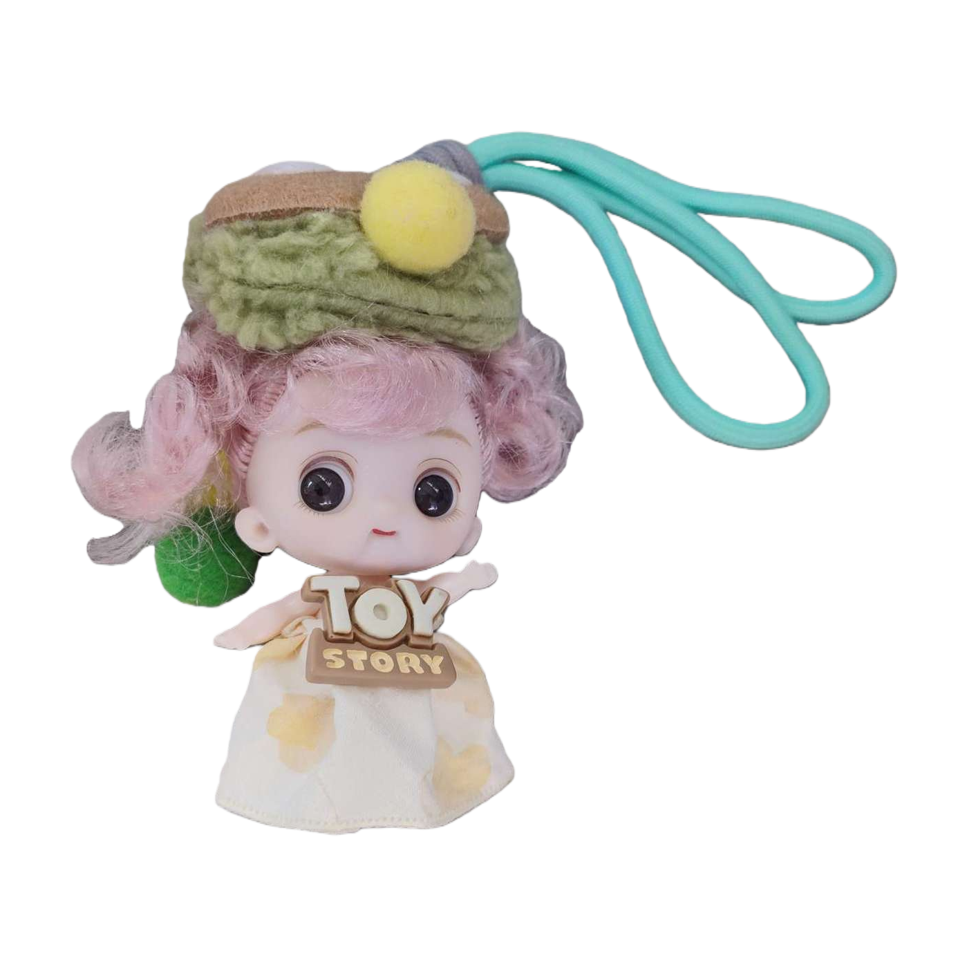 Pink curly doll plush toy, cute and girlish bedroom decoration item