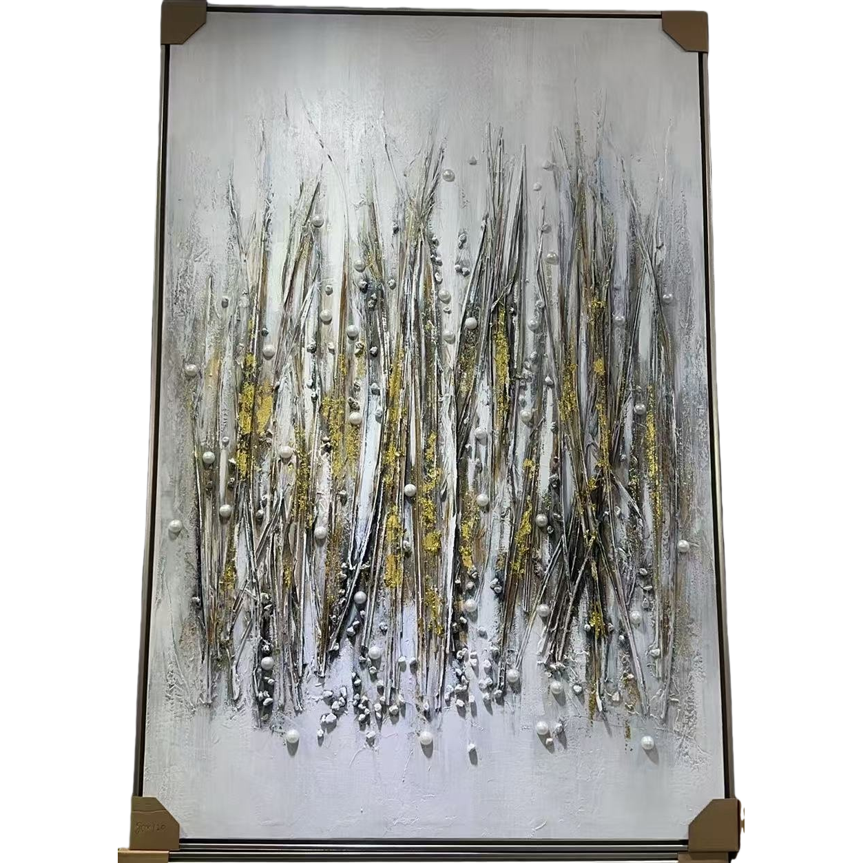 رسومات رمادية فضية بنخل بني ترسم لوحات فنية حديثة بسيطة على غرف النوم وغرف النوم Item Picture