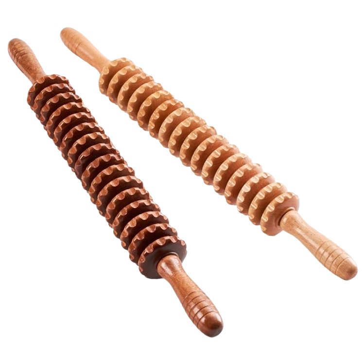 Wholesale of muscle relaxation massage roller bars, Wolf tooth fascia rolling leg slimming bars, and wooden meridian yoga bars Item Picture