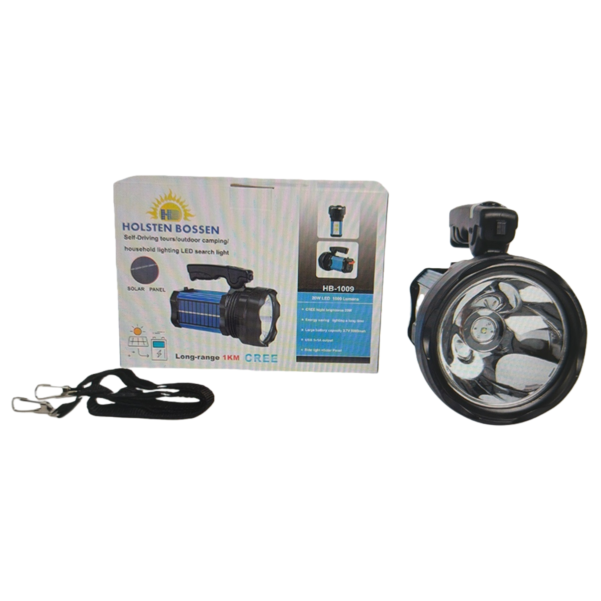 Blue solar flashlight for charging and lighting, outdoor emergency strong light portable Item Picture