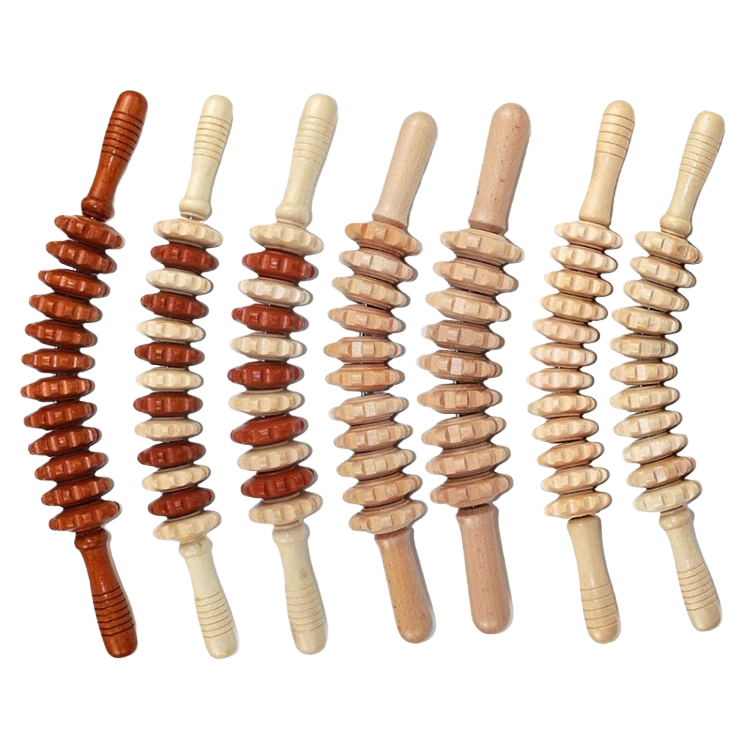 Wooden massage roller facial, neck and body universal ball massager with natural wood grain Item Picture